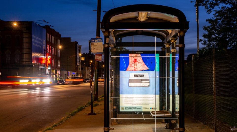 Studs Terkel bus stop artwork