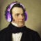 Image of Franz Schubert with purple headphones photoshopped on